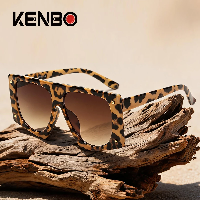 Kenbo Fashion Leopard Sonnenbrille Punk Designer Luxus Sonnenbrille für Herren/Damen Unregelmäßige Übergroße Klassische Vintage UV400 Brille
