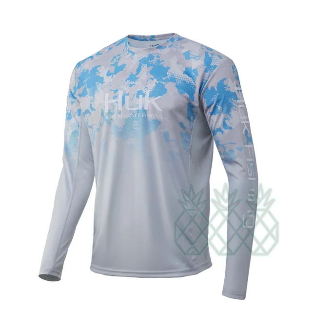 HUK Mens Camo Long Sleeve Fishing Shirt 
