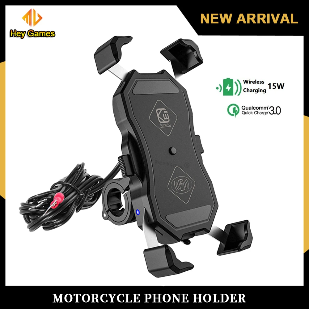 MotorcyclePhoneHolder15WWirelessChargerUSBQC30FastCharging