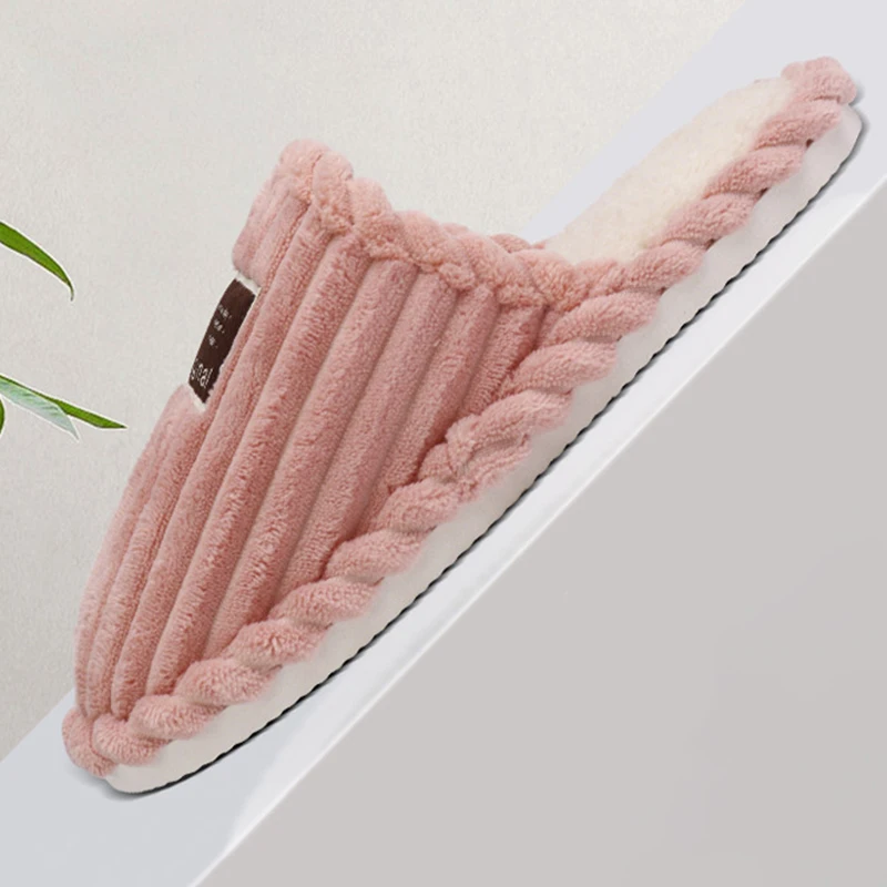 Autumn Winter Couples Indoor Home Slippers Women Anti Slip Warm Cotton Slides Woman Comfy Soft Floor Plush Slippers Plus Size 47