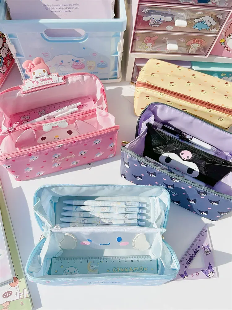 

Sanrio Cinnamoroll Pencil Case Kawaii Large Capacity Anime Kuromi My Melody Cartoon Stationery Storage Bag Cosmetic Bag Student
