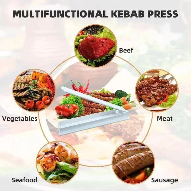 BBQ Meat Skewers Making Molds Single Row Kebab Maker Reusable Plastic for Outdoor Camping Barbecue Skewers Production BBQ Tools