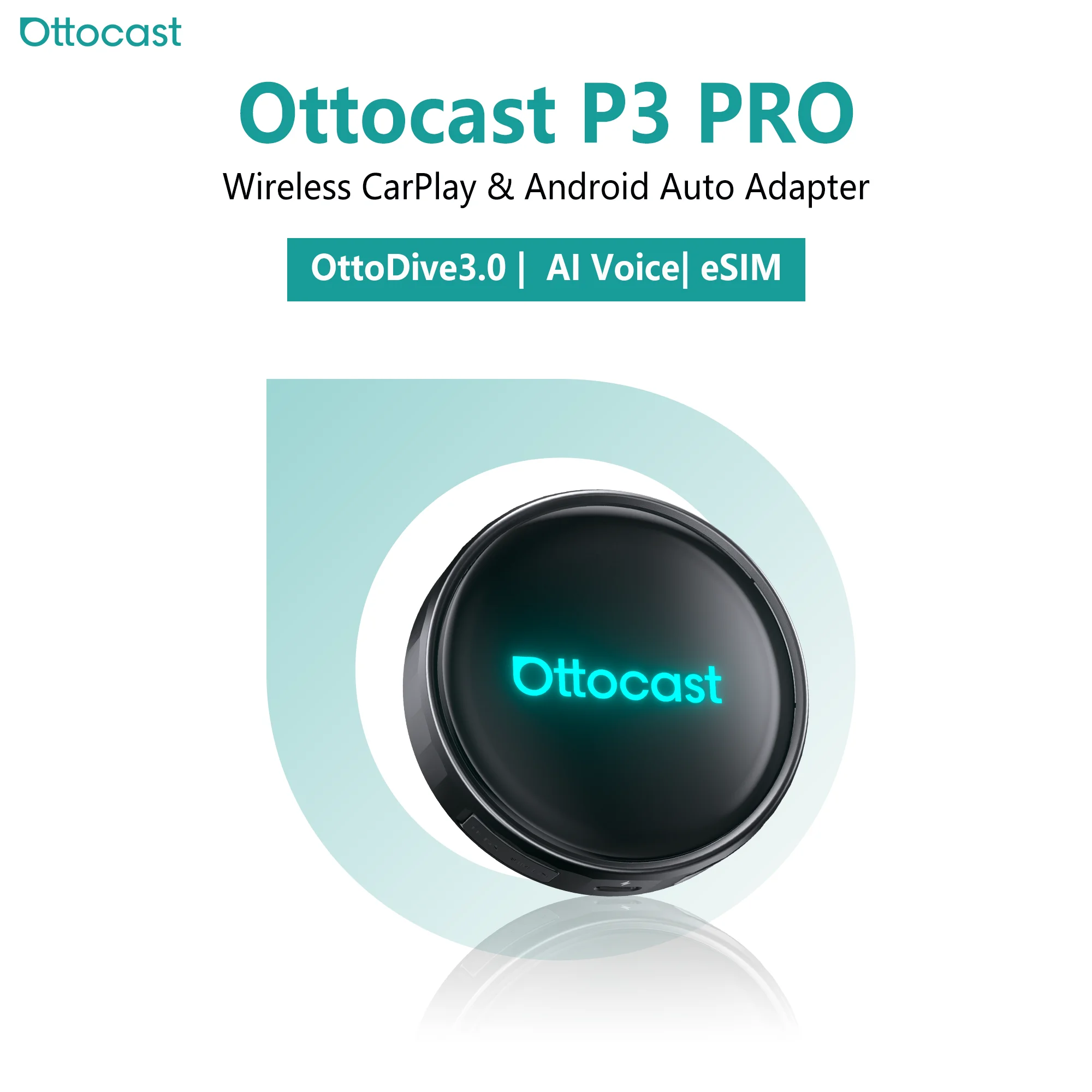 OTTOCAST P3 PRO AI Box Wireless CarPlay Android Auto AI Voice