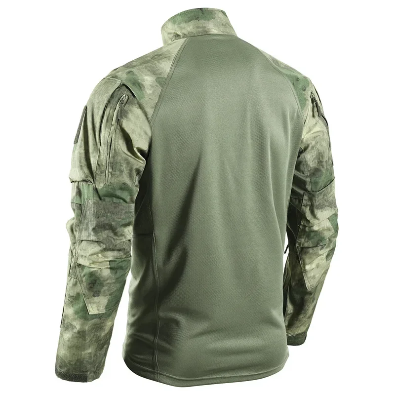 Casual Pullover Tops Combat Shirt Tactical Shirts 1/4 Zip Paintball Camping Hunting Clothes Work Men Clothing Wear-resisting 3