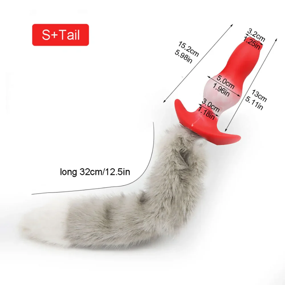 Adult Sex Games Anal Plug With Tail Soft Silicone Dog Knot Butt Plug Wearable Tail Detachable Cosplay Sex Toys For Women Men