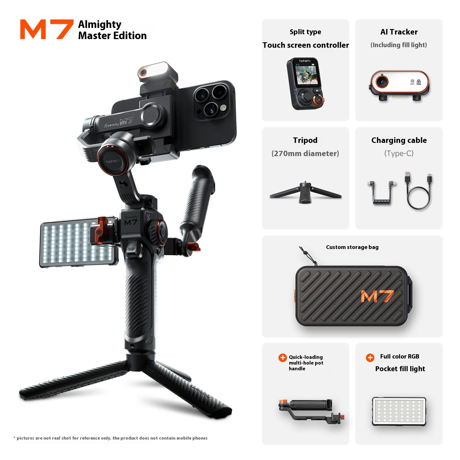 Camera Gimbal Stabilizer Phone Stabilizer Selfie Stick Hohem M7 iSteady M7 Pro Cell phone gimbal Stabilizer 3-axis Anti-Shake Stands Extendable Selfie Stick Live Vlog