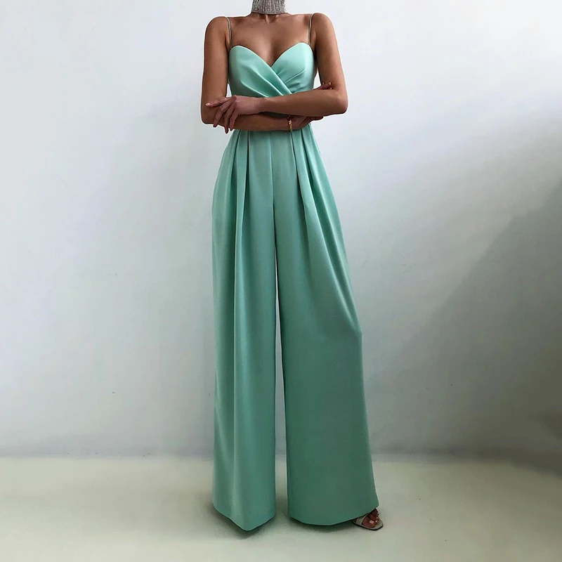 sexy Breast wrap sling women jumpsuit fashion elegant Suspender sleeveless solid party rompers High Waist Wide Leg Jumpsuits