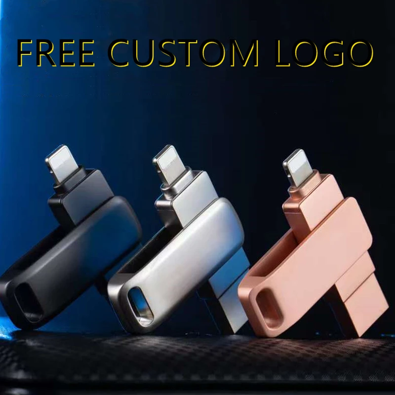 

2022 Brand New Metal Rotating OTG Flash Disk USB3.0+iPhone Interface High-speed dual-use interface Free Custom LOGO