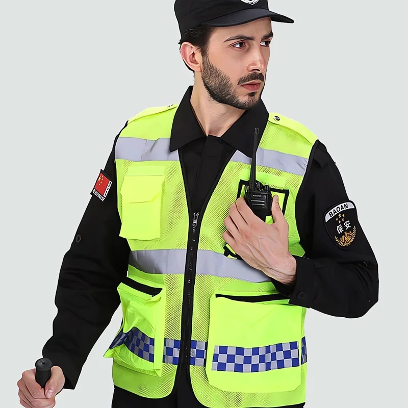 Unisex High-Visible Reflective Vest Mesh Breathable Safety With Pockets And Zipper Keeps You Safe Suitable For Summer
