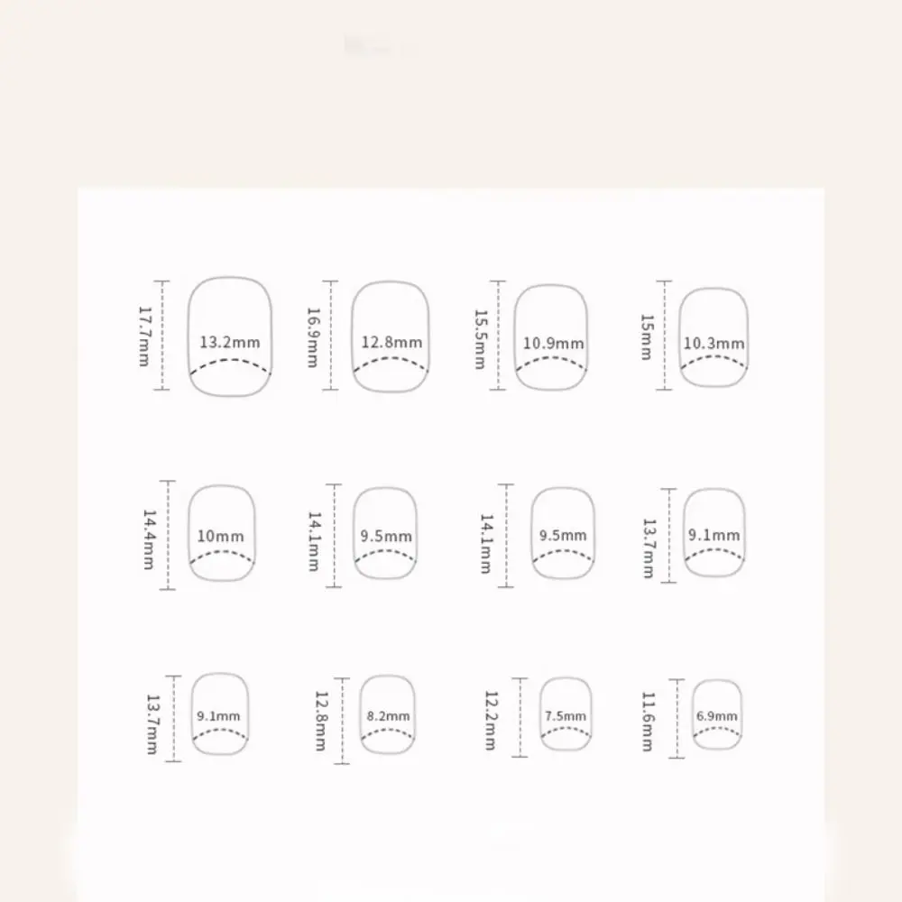 Detachable Short Round False Nails Little Bear Leaf French Fake Nails Full Cover Gold Slices Nail Tips for Salon