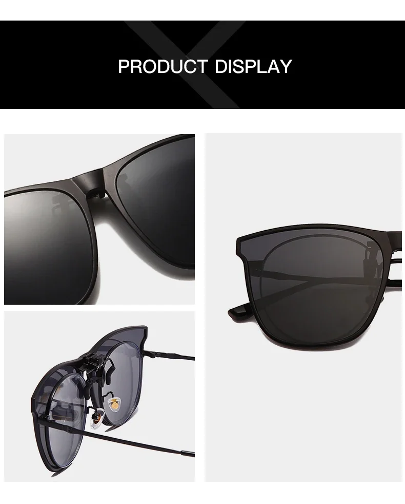 Polarized Clip On Sunglasses Men Women Photochromic Car Driver Goggles Night Vision Anti Glare Vintage Square Glasses