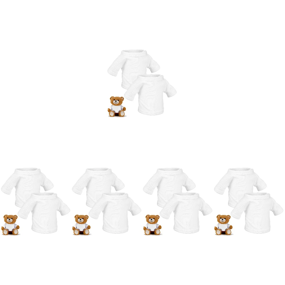 

10 Pcs Set Clothes Girl Child White Dress Bear Tee Shirt Fabric Costume for Children