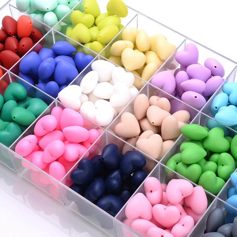 10-Pack Eco-Friendly Peach Heart Silicone Beads for DIY Teething Accessories