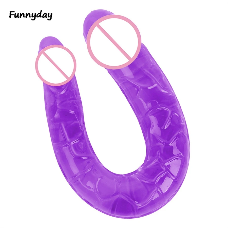 U Shape Soft Jelly Double Dildo Female Masturbation Realistic Penis G Spot Massage Stimulate Sex Toys For Woman Adult Games