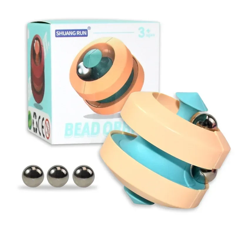 Stress Relief Cube Rotating Marble Track Metal Bead Orbit Fingertip Infinity Spinner Relieve Fidget Pinball Puzzle Toys for Kids