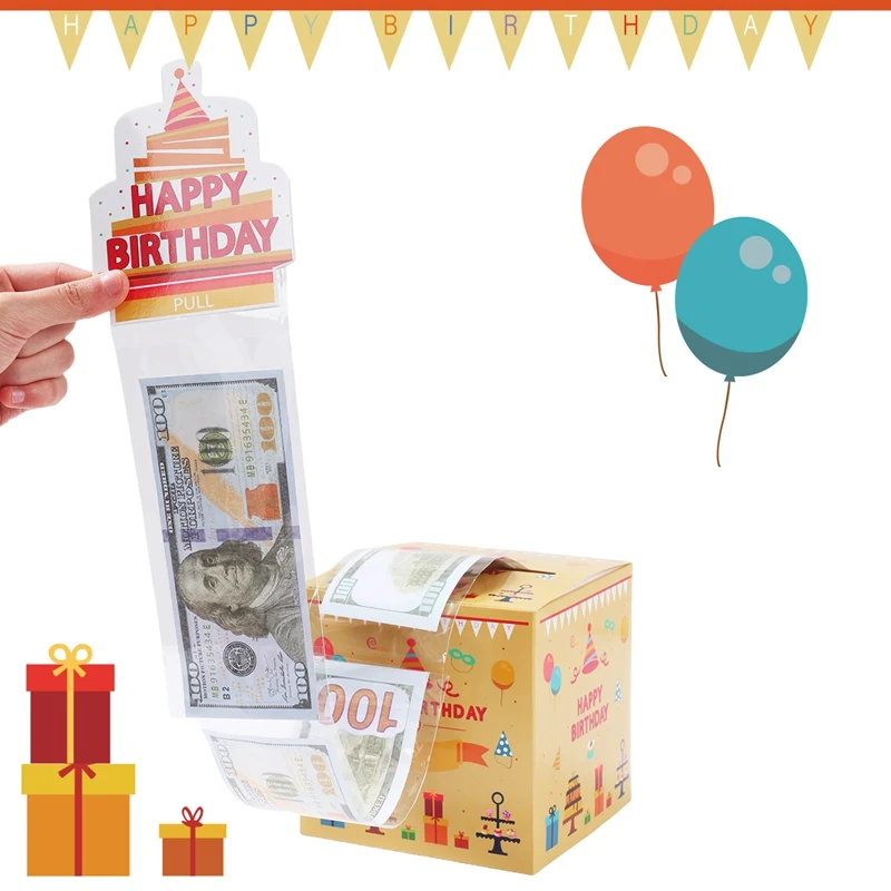 Birthday Money Gift Boxes with Pull-Out Happy Birthday Card, Fun Cash Surprise Packagin... - SKU MGB01127 - UGI Packaging