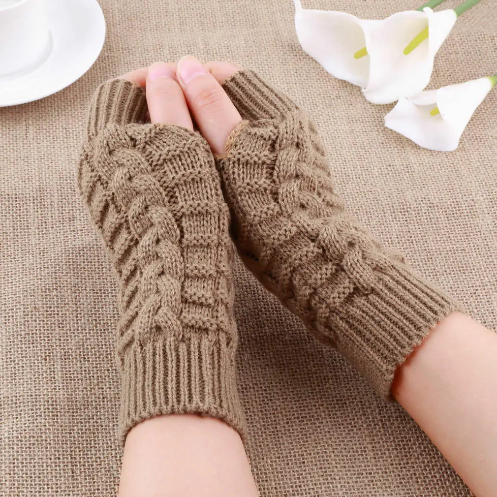 

Half Finger Gloves for Women Winter Soft Warm Wool Knitting Arm Gloves Soft Warm Mittens Handschoenen Unisex Guantes Mujer Ne