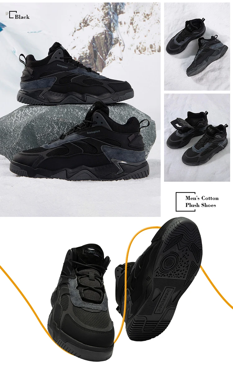 Baasploa Neue Männer Turnschuhe Winter Casual Outdoor Wasserdichte Leder Lace up Schuhe Männlichen Mode Plüsch Warme Nicht-Slip Sport schuhe – Detail 10