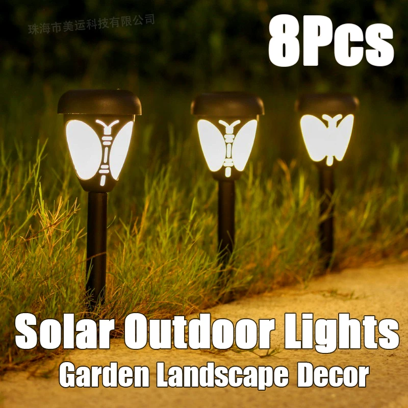 8Pcs Outdoors Solar Powered Lawn Lights Courtyard Garden Villa Waterproof Atmosphere Landscape Small Night Lamps Christmas Decor