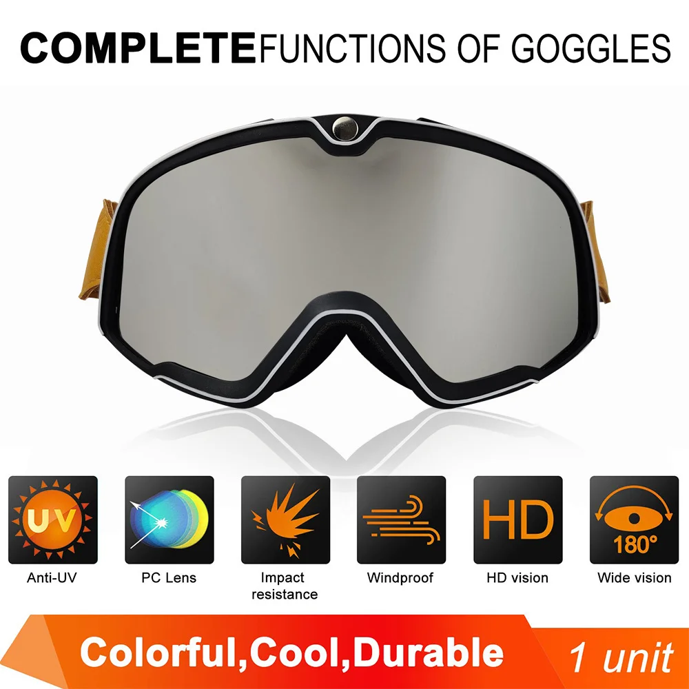Motorcycle Goggles Motorcycle Goggles Retro Motocross Glasses Scooter ATV Skiing Sunglasses Anti-UV Cycling Racing