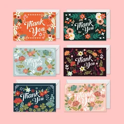 Elegant Floral Thank You Card Set - 6 Pieces with Envelopes (S532 1 Set)