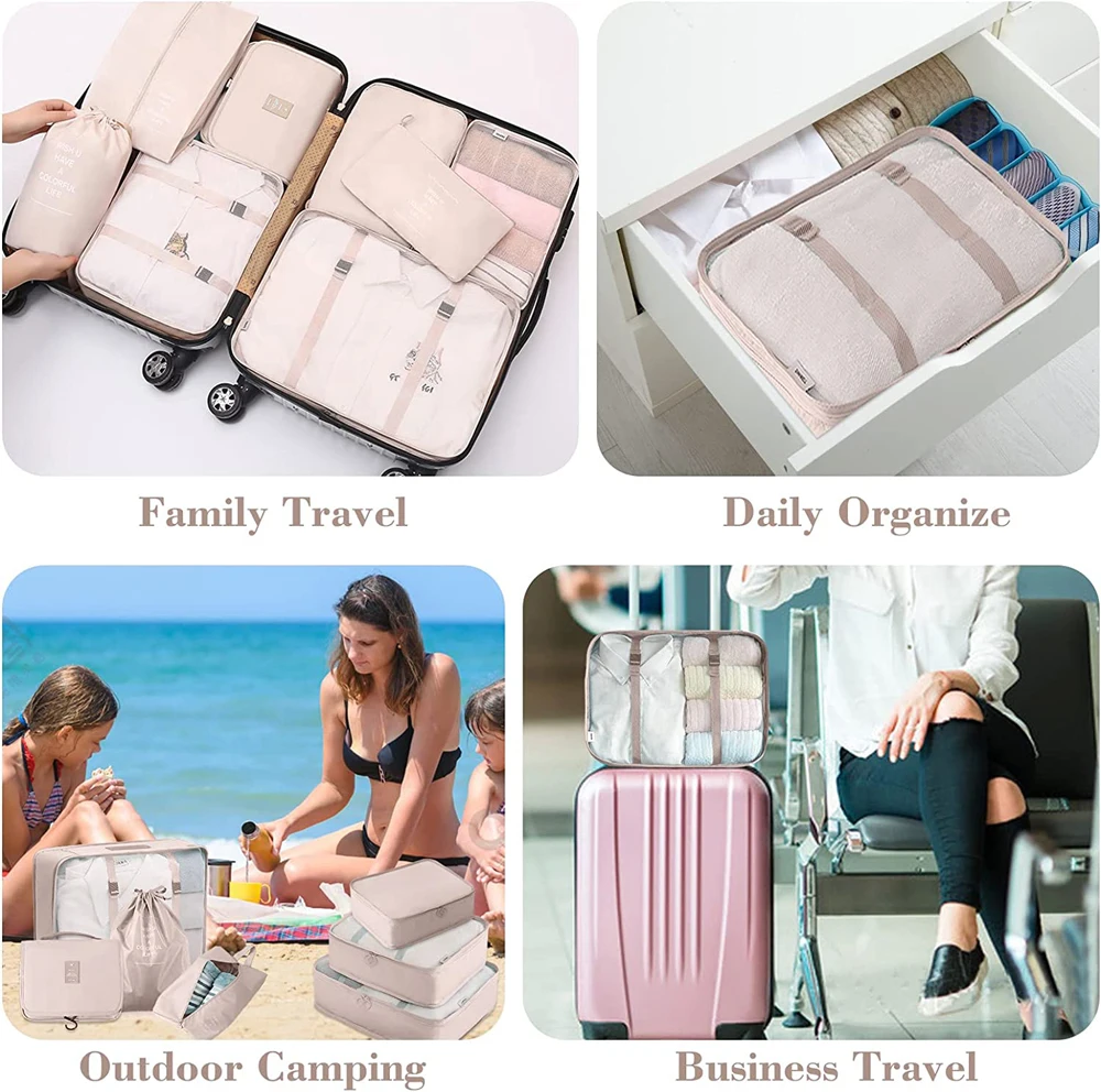 8Pcs/set Portable Travel Organizer Storage Bags Large Capacity Clothes  Underwear Cosmetic Luggage Bag Toiletries Pouch - AliExpress