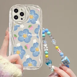 3D Floral Love Heart Soft Phone Case with Hanging Chain - Korea Style Cover - iPhone 17 Pro (S13209)