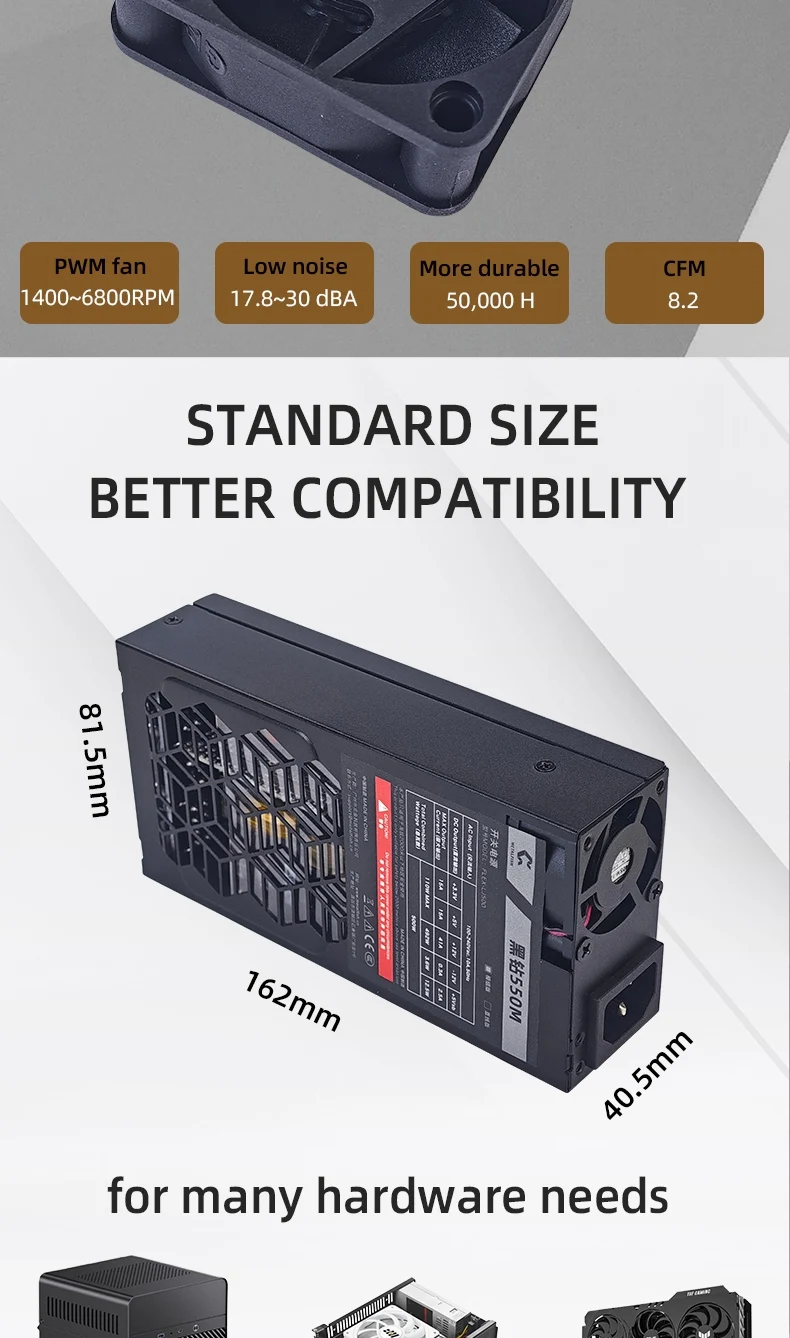 Flex 500/600W 80PLUS GOLD Full Modular Power Supply Flex-ATX 1U PSU For ITX Mini