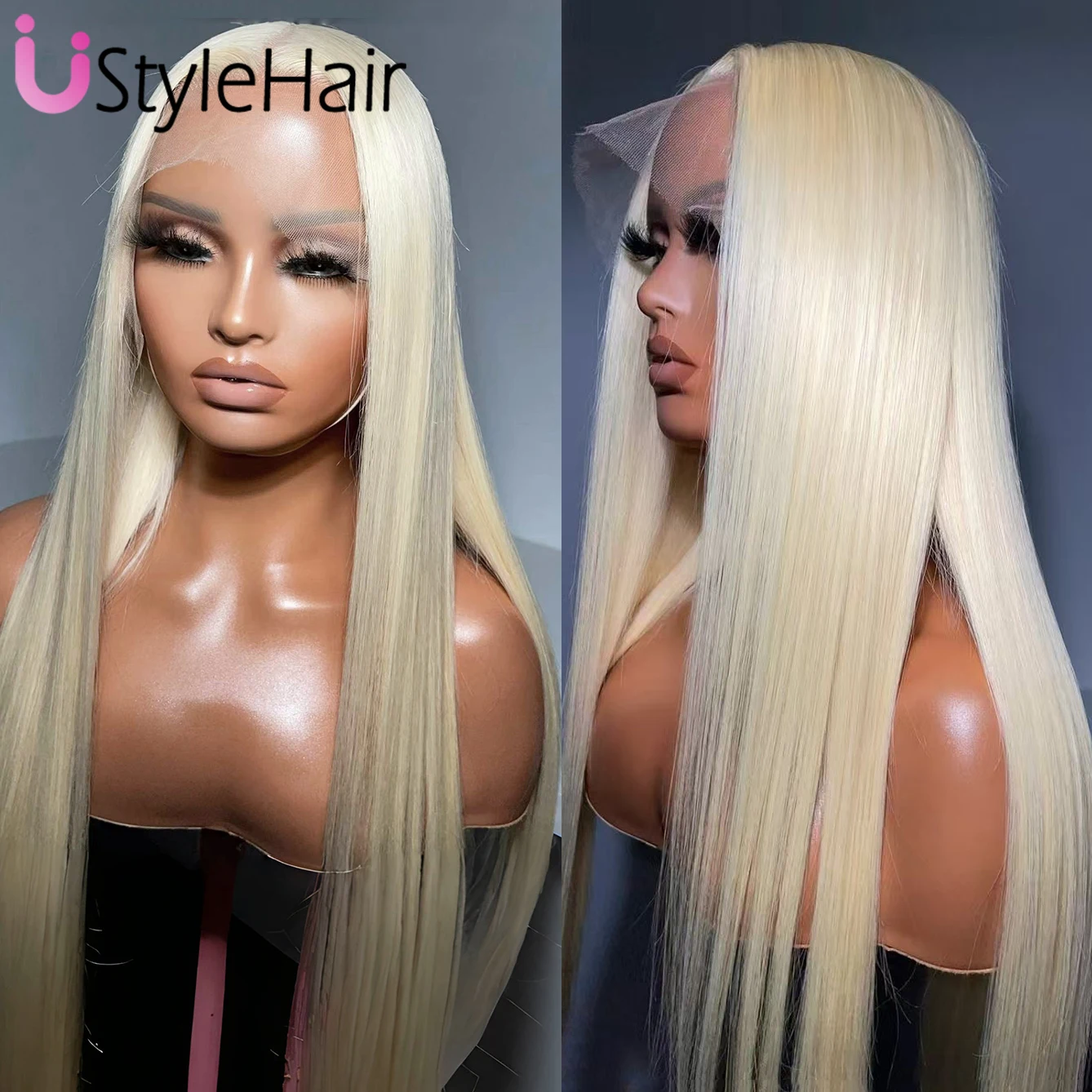 UStyleHair 613 Blonde Lace Wig Synthetic Long Silky Straight Wig for Women Heat Resistant Natural Hairline Daily Use Cosplay Wig 3 UStyleHair 613 Blonde Lace Wig Synthetic Long Silky Straight Wig for Women Heat Resistant Natural Hairline Daily Use Cosplay Wig - Image 3