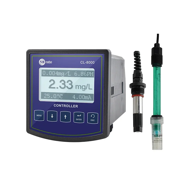 

CL-8000 Online free chlorine meter with chlorine sensor and Ph probe