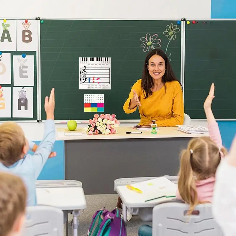 Music Staff Dry Erase Board Two Sided Magnetic Piano Practice Dry Erase White Board Musicians Class Supplies Includes Marker For