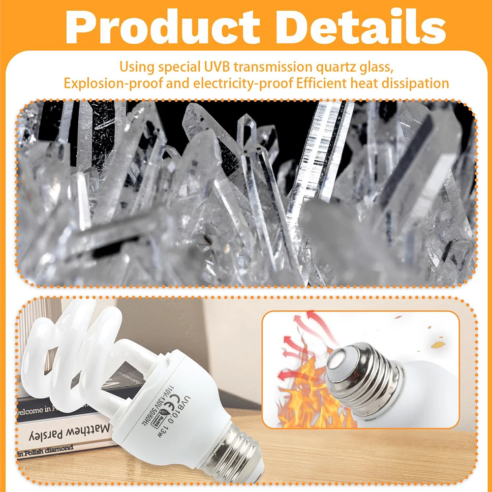 Reptile 5.0/10.0/15.0 UVB/UVA Lamp Bulb 3W/26W Turtle Basking Light Bulb Amphibious Heating Lamp Reptiles Lighting Supplies