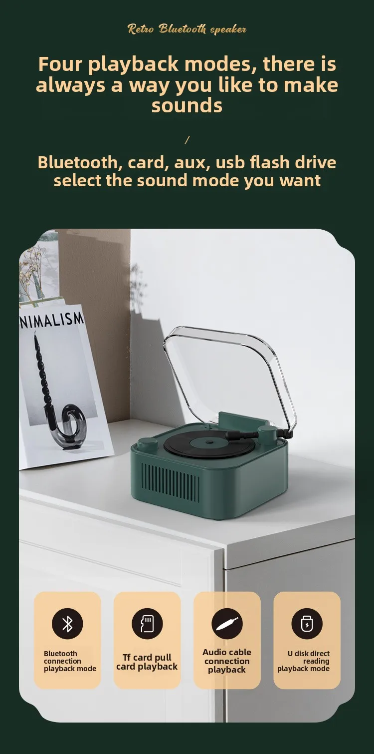 New Retro Bluetooth Speaker For Outdoor Home High Quality Wireless Speakers Creative Product.Aux TF U Disk Portable_voghion.com