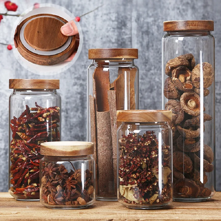 Glass Food Storage Jar with Airtight Bamboo Lid - Ideal for Cookies, Nuts, Coffee Beans, and Cereal