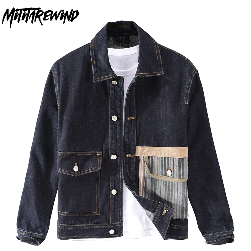 

Japanese Denim Jacket Men Y2k Streetwear Mens Clothing Cotton Patchwork Personality Fashion Jean Jacket Youth Trendy Mens Coat