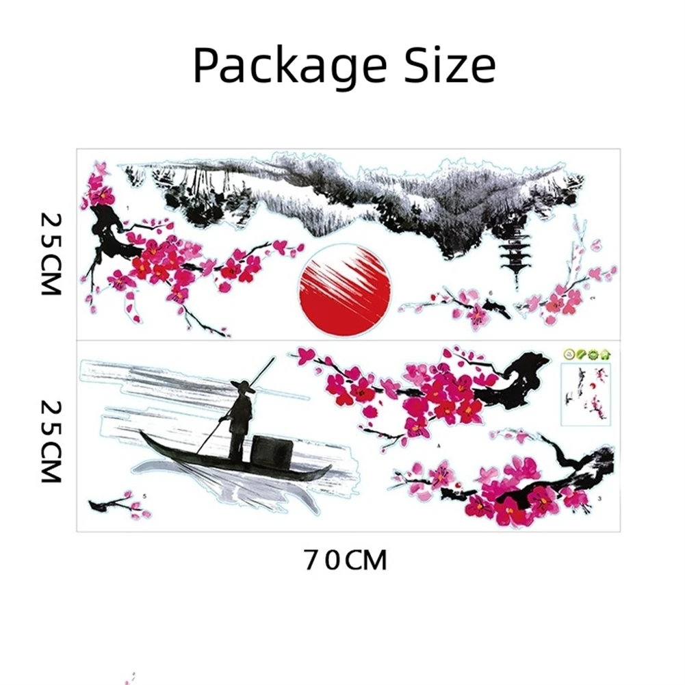 

Art Decals Home Wall Stickers Smooth Wedding Decor Chinese Style PVC Plum Flower Removable Romantic For Home Bedroom Decoration