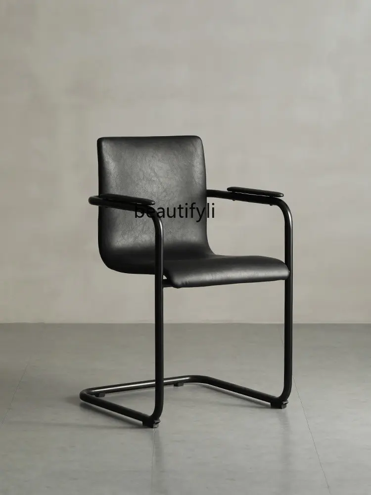 

Desk Chair Home Study Light Luxury Computer Chair Black Leather Nordic Armrest Office Chair