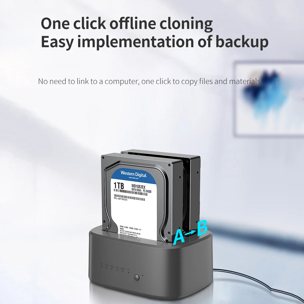 Dual Bay HDD Docking Station with Offline Clone SATA to USB 3.0 HDD Clone Docking Station for 2.5/3.5'' SSD HDD Case 4 Dual Bay HDD Docking Station with Offline Clone SATA to USB 3.0 HDD Clone Docking Station for 2.5/3.5'' SSD HDD Case - Image 4