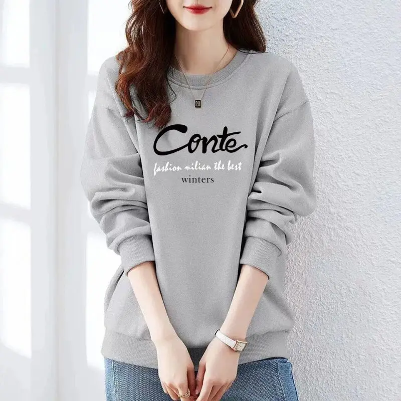 Fashion O-Neck All-match Printed Letter Blouse Women's Clothing 2023 Autumn Winter New Casual Pullovers Loose Korean Shirt