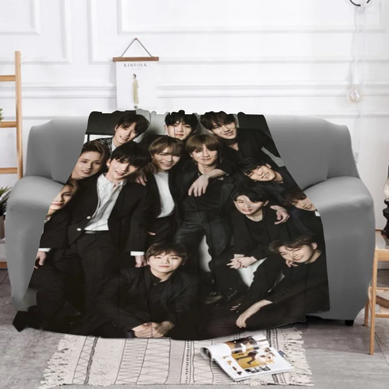 

KPOP Seventeen Furry Baby Blanket Sofa Winter Bed Blankets & Throws Machine Washable Throw Fluffy Soft Fleece Beds Custom Nap