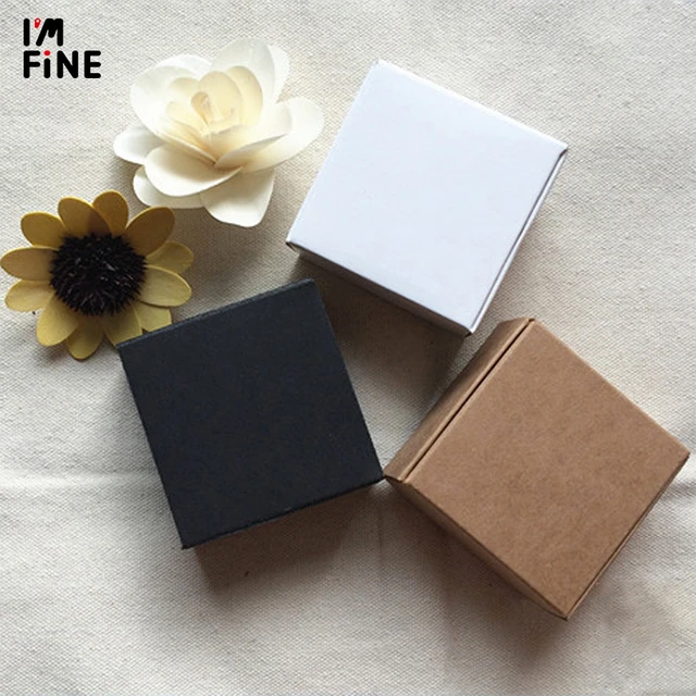 50pcs Multifunction Kraft Paper Box Brown Cardboard Handmade Soap Box White  Craft Paper DIY Gift Box Black Packaging Jewelry Box