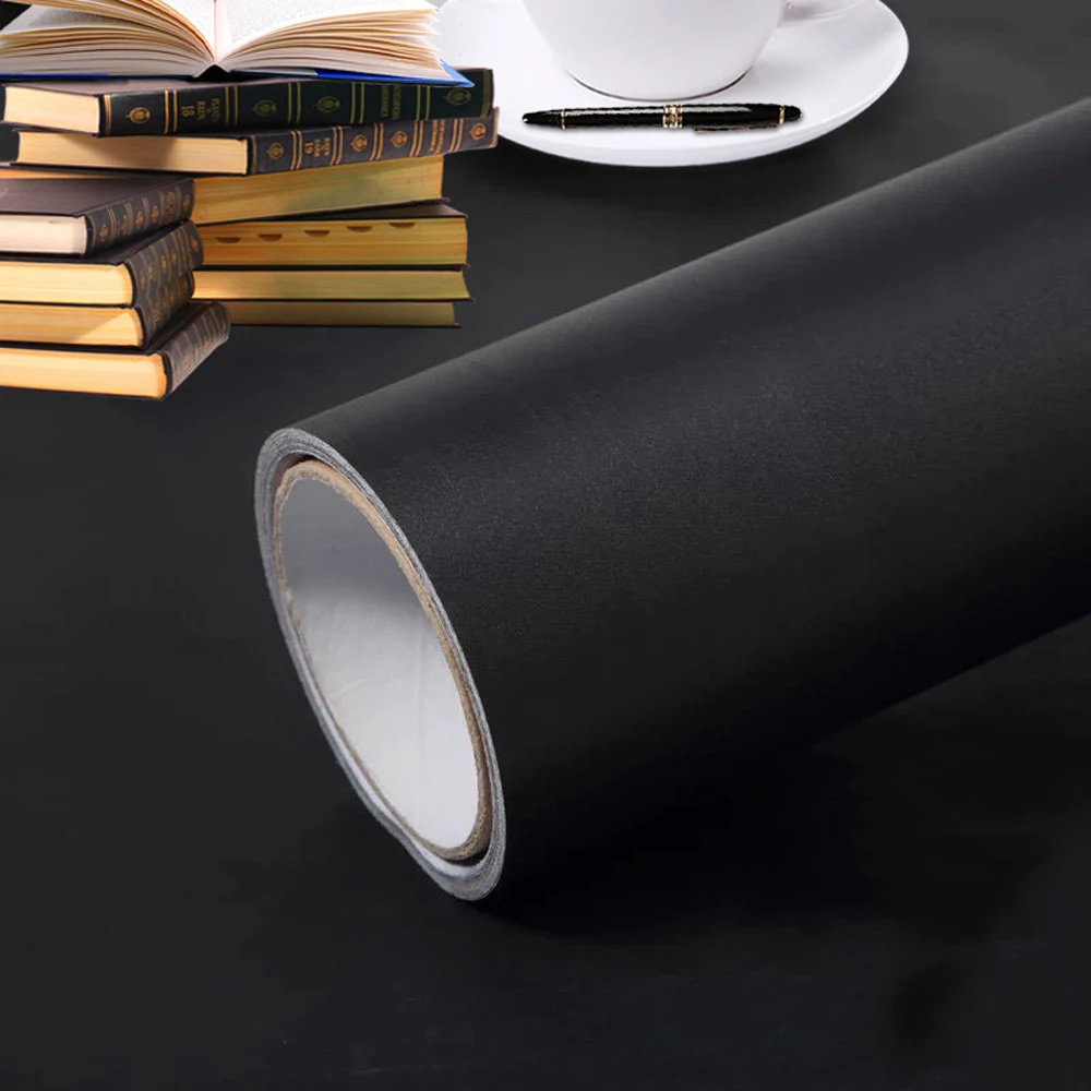 

1mx40cm Self-adhesive Film Black Thickened Sticker Matt Furniture Kitchen Cabinet for Cupboards Tables Wall Renovation Wallpaper