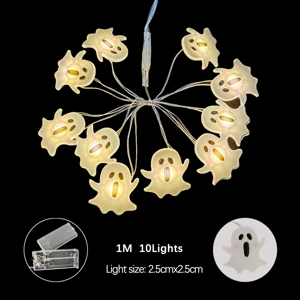Halloween Light Strings Pumpkin Bat Ghost Spider Lamp Diy Hanging Decor Lights 2025 Happy Halloween Decorations Party Supplies