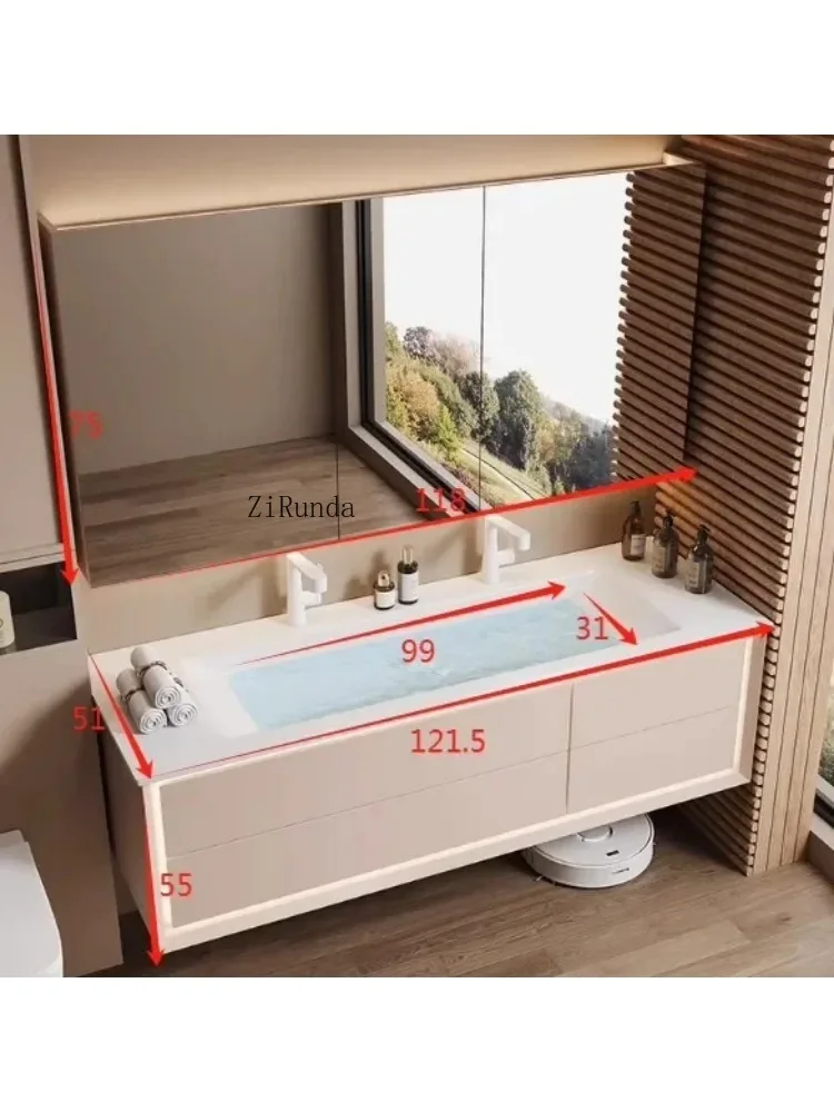 Nordic Cream Style Bathroom Cabinets Wall-mounted Fog Removal Smart Mirror Cabinets Fashion Simple Furniture Mueble Lavabo FYBC