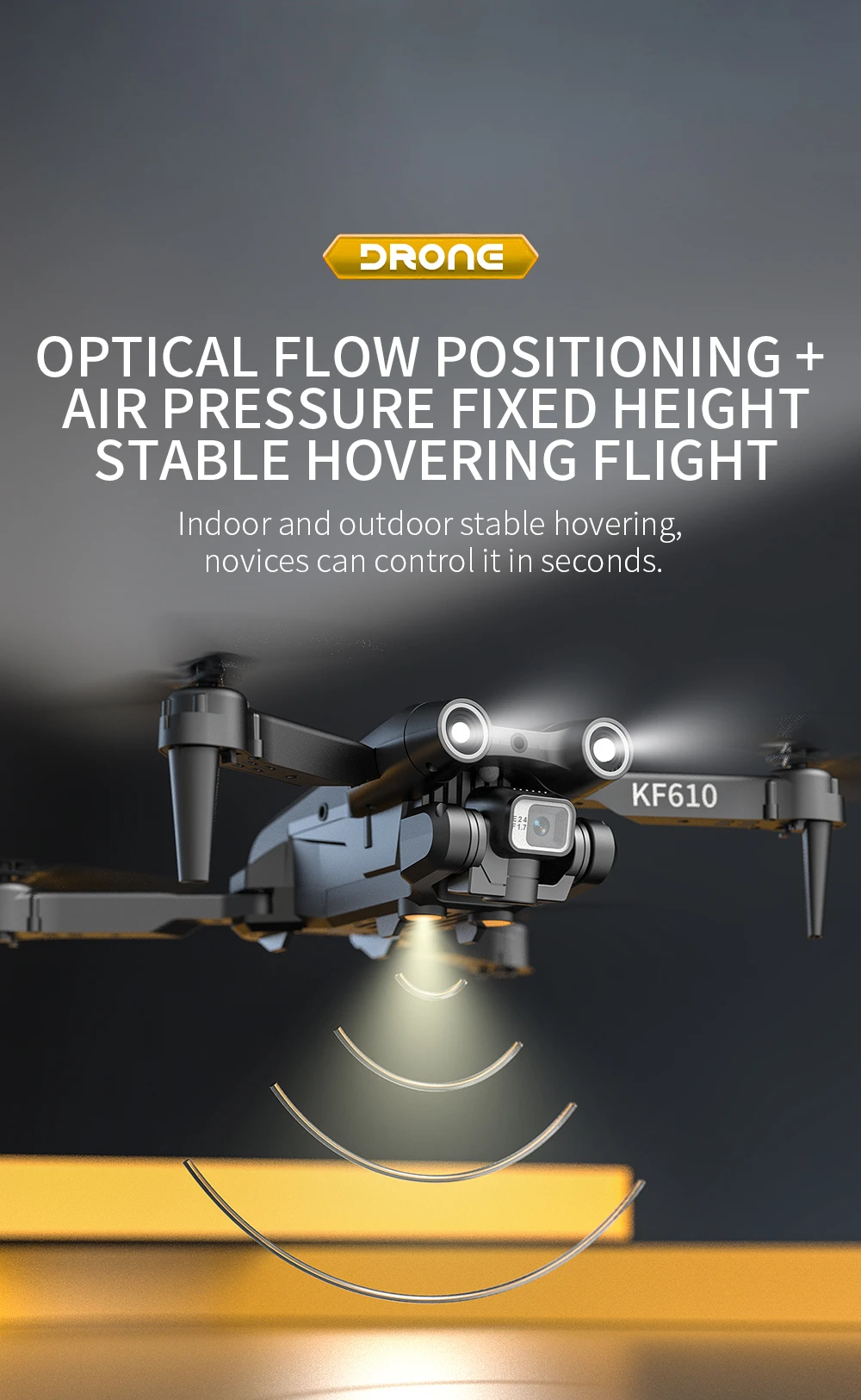 KF610 Drone, dronc optical flow positioning + air pressure fixed height stable hovering