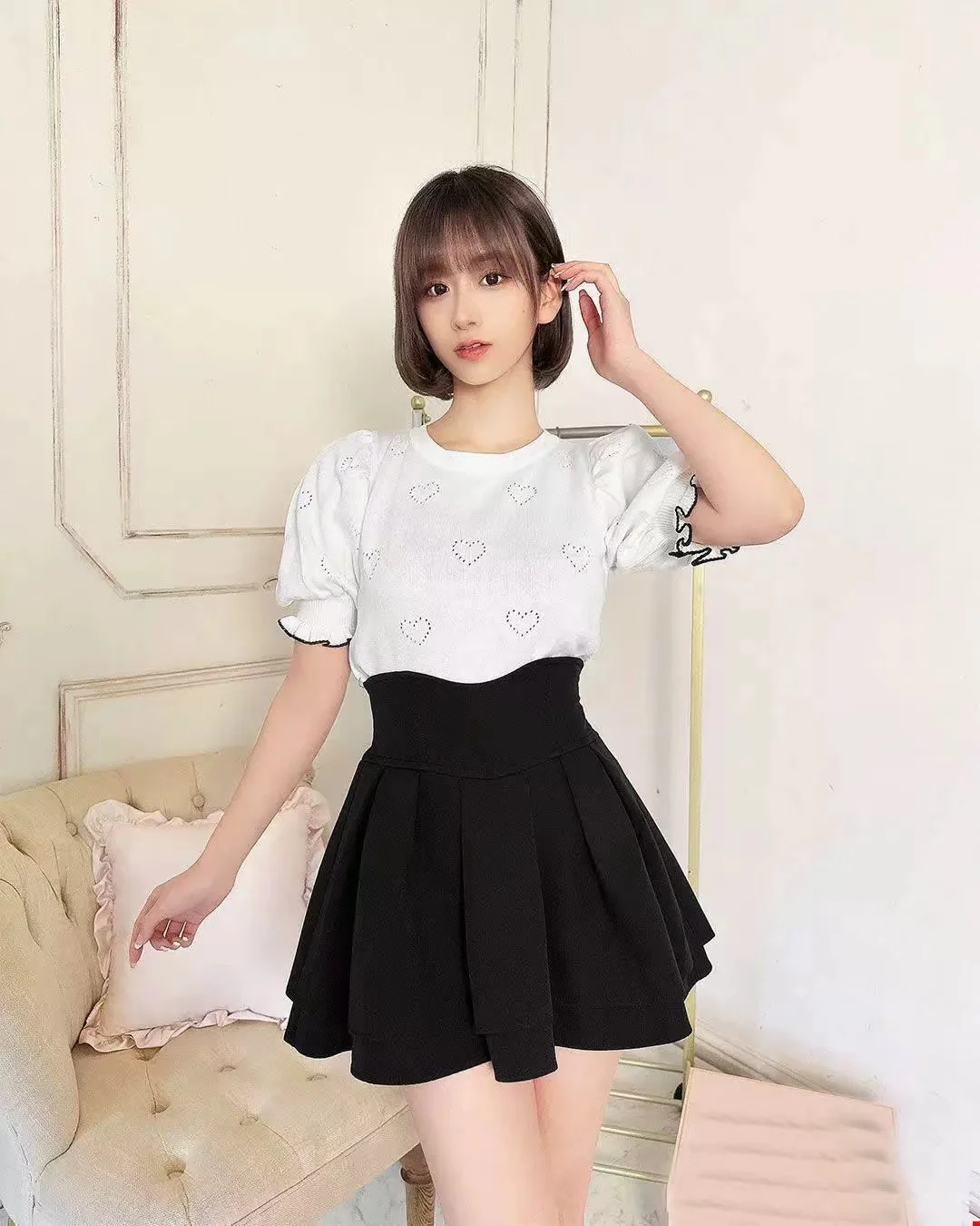 Mine Style Mass-Produced Sweet Y2k Black Lolita Skirtss 2024 Summer New Fashion High Waist Slim Elegant A- Line Mini Dress Women