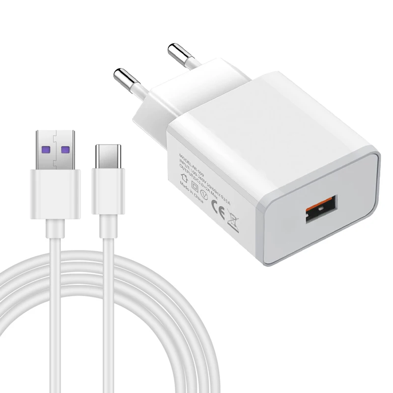Universal Fast Charging Adapter with Type-C and Micro USB Cable