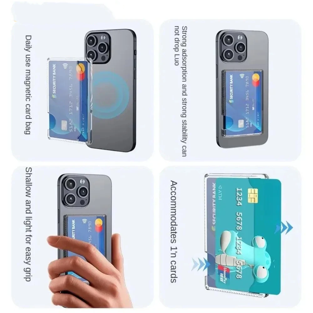 Magnetic Transparent Phone Case Wallet with Strong Adsorption and Portable Card Slots