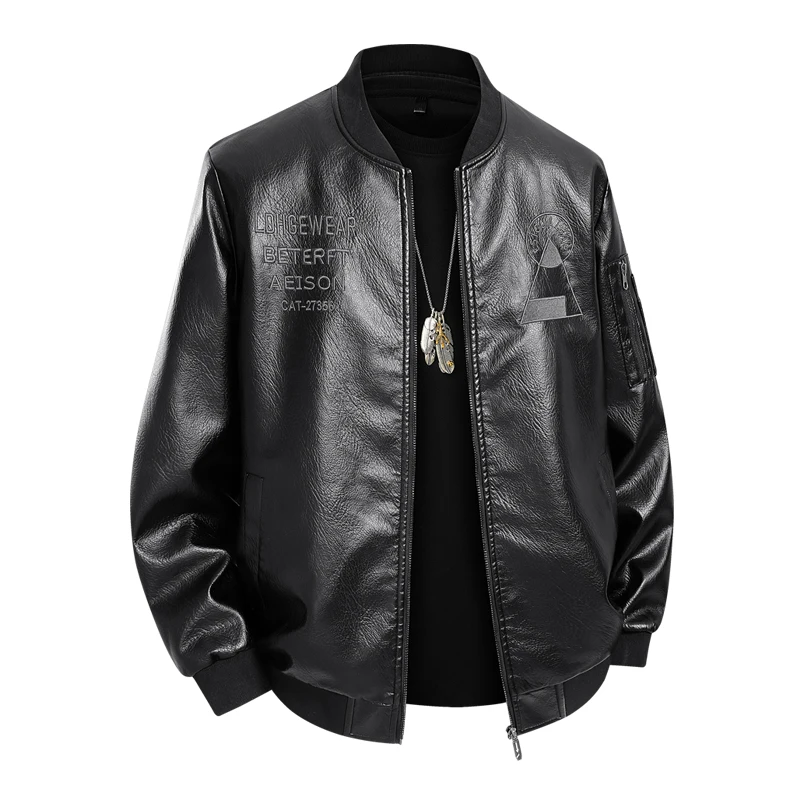 Lederjacke Herren Moto Mäntel Übergroße 6XL 7XL 8XL Plus Größe 2025, Straße Frühling Schwarz Herbst Hip Hop Wasserdicht Softshell – Detail 12