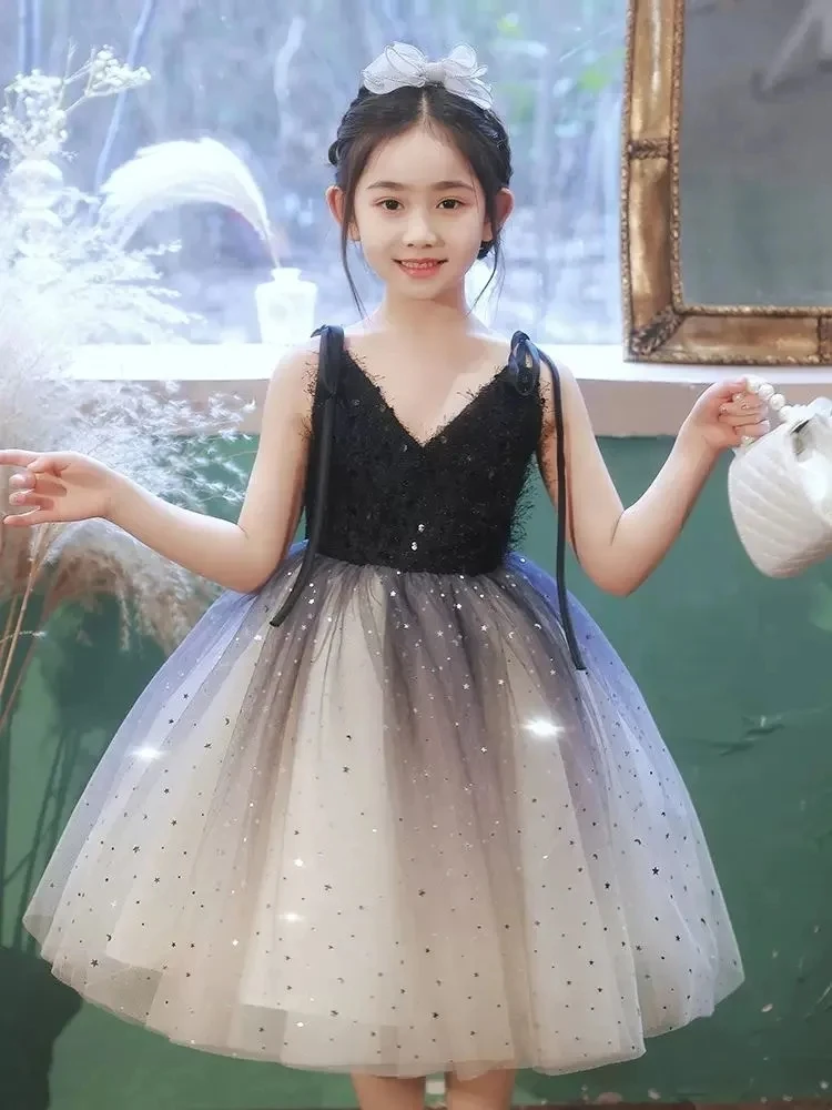 

3-10 Years Toddler Kids Sleeveless Party Dresses for Girls Sequin Mesh tutu Dress Children Birthday Clothing Girls Outfits 8 9